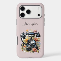 Vintage blommig retro telefon iPhone/iPad-fodral