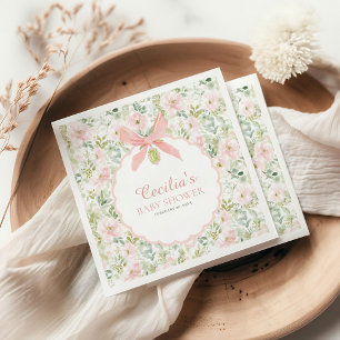 Vintage Blommig Rosa Slöja Flicka Barnkalas Pappersservett