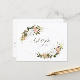 Vintage Blommig RSVP Vykort