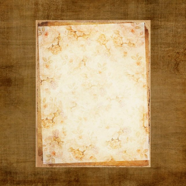 Vintage Blommig Scrapbookpapper med Guld (Skapare uppladdad)