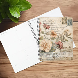 Vintage Blommig Skrot Journal Bröllopsplanering