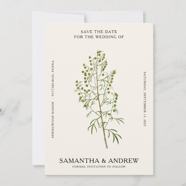 Vintage Blommig Spara Datum Inbjudningar (Framsida)