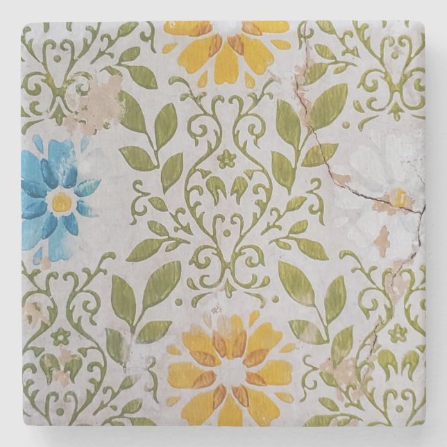Vintage Blommig Stenunderlägg (Framsidan)