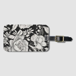 Vintage Blommig Svart och Vit Klassiker Bagagebricka
