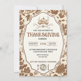 Vintage Blommig Thanksgiving Inbjudningar