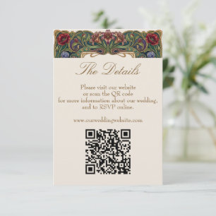 Vintage Blommig Trädgård Bröllopswebbplats QR-kod Tilläggskort