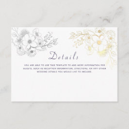 Vintage Blommiga Bröllopsdetaljer Tilläggskort