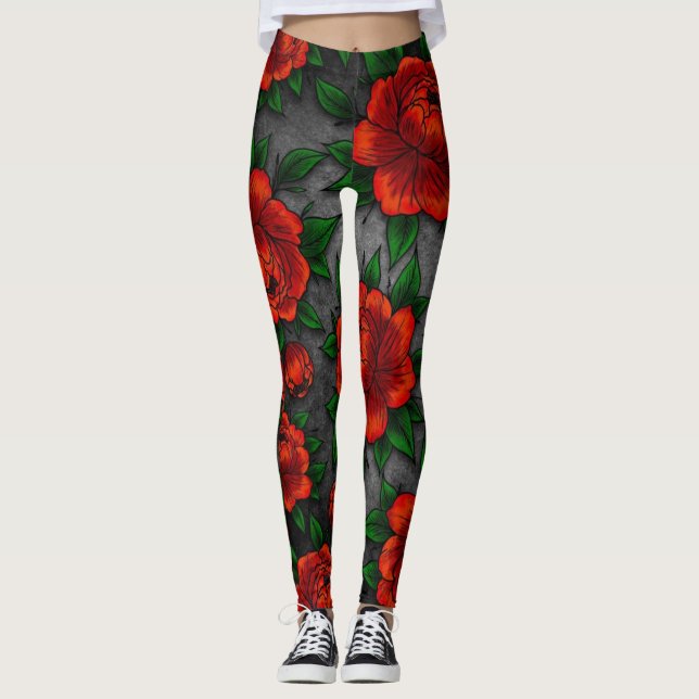 Vintage blommiga leggingar leggings (Framsida)