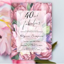 Vintage Blommigt 40:e födelsedagsinbjudan