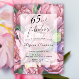 Vintage Blommigt 65e Födelsedagsfest inbjudan