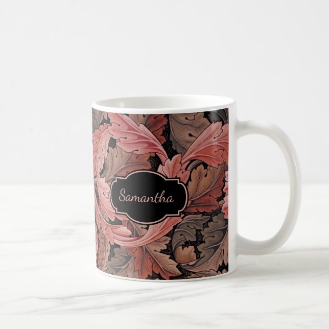 Vintage Blommigt Acanthus Mönster med Monogram Kaffemugg (Höger)