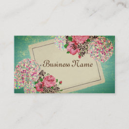 vintage, blommigt, affärskort visitkort