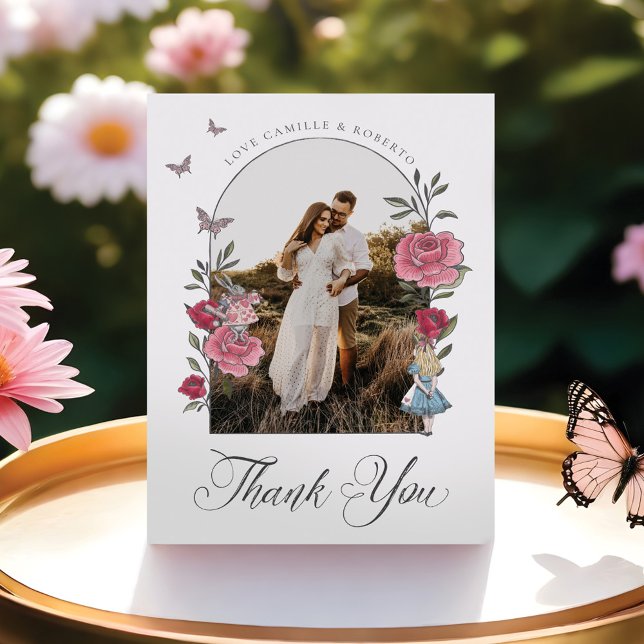 Vintage Blommigt Alice i underlandet Tack (Vintage Floral Alice In Wonderland Thank You)