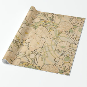 Vintage Blommigt Alphonse Mucha Peonies GalleryHD Presentpapper
