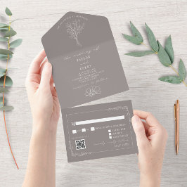 Vintage Blommigt Ametyst Bröllop QR-kod Alla