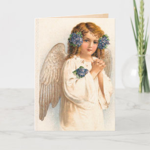 Vintage Blommigt Angel Kort