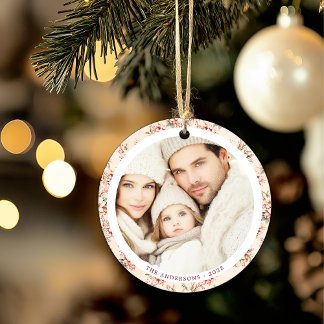 Vintage Blommigt Anpassade Flat keramiskt ornamen Julgransprydnad Keramik