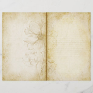Vintage Blommigt Antique Stil Journal Papper