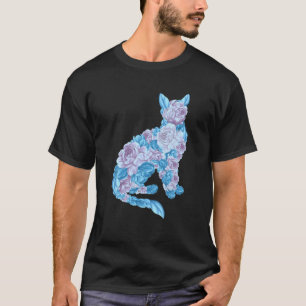 Vintage Blommigt Art Cat Fransk Flowers Fleur Gard T Shirt