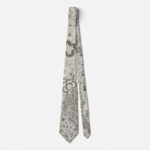 Vintage Blommigt Art Grått Tie Slips