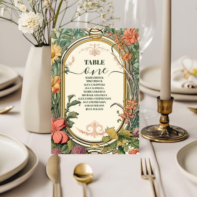 Vintage Blommigt Art nouveau Bröllop Bordsnummer (Skapare uppladdad)