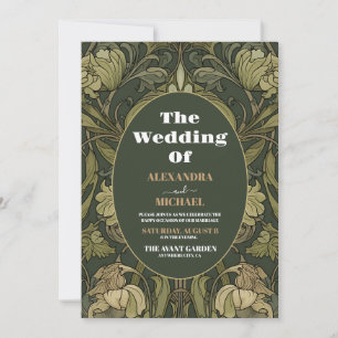 Vintage Blommigt Art nouveau Bröllop Inbjudningar