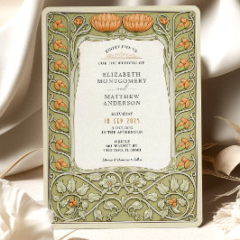 Vintage Blommigt Art nouveau Bröllop Inbjudningar