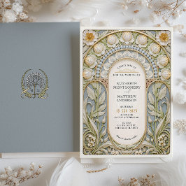 Vintage Blommigt Art nouveau Bröllop Inbjudningar