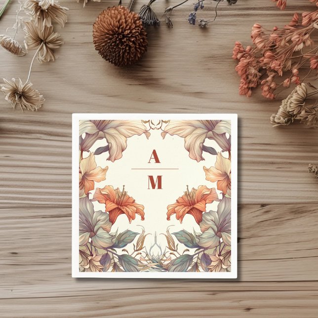 Vintage Blommigt Art nouveau Bröllop Pappersservett (Skapare uppladdad)