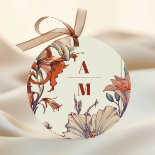 Vintage Blommigt Art nouveau Bröllop Runt Klistermärke