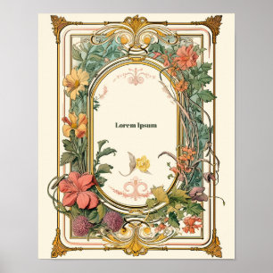 Vintage Blommigt Art nouveau Poster