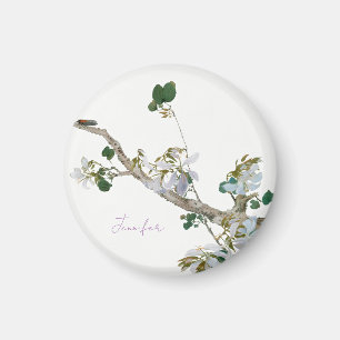 Vintage Blommigt Asian Stil Pastel Färg Namn Magnet