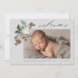 Vintage blommigt baby födelseattest inbjudningar