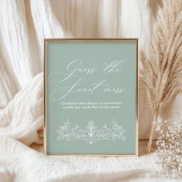 Vintage Blommigt Baby Shower Gissa Sweet  Poster