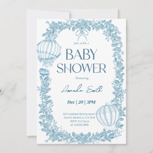 Vintage Blommigt Baby Shower Inbjudningar (Framsida)