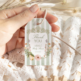 Vintage Blommigt Baby Shower Tack Presentetikett