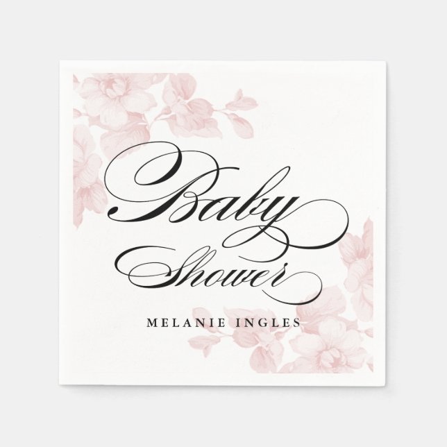 Vintage blommigt - babyduschservetter pappersservett (Framsidan)