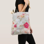 Vintage Blommigt Bachelorette Bridesmaid Gift Tygkasse<br><div class="desc">Ett eget namn på en chic- och trendig-vintage-blommigt med bachelorette-partikett i påsen. Den idealiska presenten för dina favoritflickor.</div>