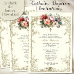 Vintage Blommigt Baptism Christening Guld Kor Inbjudningar<br><div class="desc">Med en vacker anpassningsbar,  designad Baptismal Christening-inbjudan med en krans av pastel blommigt över guld kor accentuerad med en dekorativ ram i guld. . All text och typsnitt kan ändras.</div>