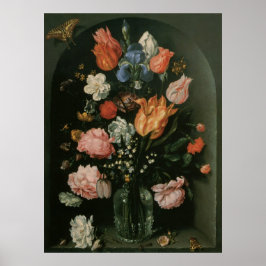 Vintage Blommigt Baroque, Vas i Flowers i Niche Poster