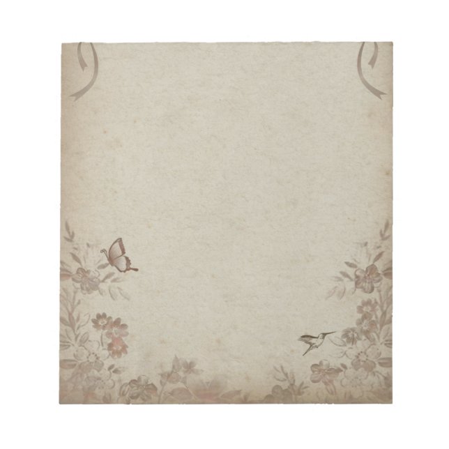 Vintage Blommigt Beige Anteckningsblock (Framsida)