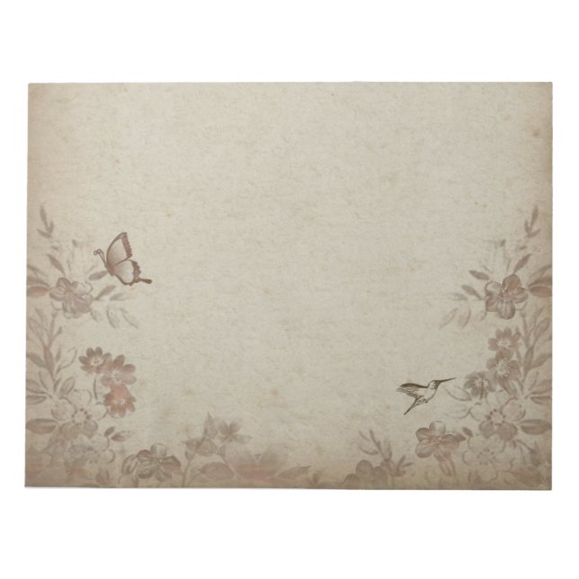 Vintage Blommigt Beige Anteckningsblock (Framsida)