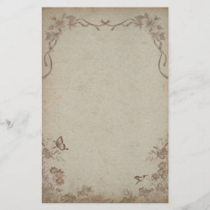 Vintage Blommigt Beige Brevpapper