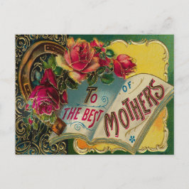 Vintage Blommigt Best Mamma Mors dag Vykort