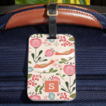 Vintage Blommigt Birds Botanical Mönster Monogram Bagagebricka<br><div class="desc">Vintage Blommigt Birds Botanical Mönster Monogram Bag Märkre. Det här trendiget har snyggt botaniska blommor och fåglar. Anpassa det här anpassad design med ditt eget monogram först.</div>