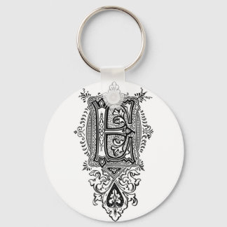 Vintage Blommigt Black Monogram E Nyckelring