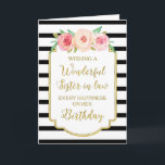Vintage Blommigt Black Rand Sister i juridik Birth Kort<br><div class="desc">Födelsedag för syster i juridik med vintagens rosa och persikofärgade blommor,  svart och vitt rand,  guld rustic ram,  rustik handskriven stil och tankfull vers.</div>