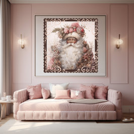 Vintage Blommigt Black Santa Illustration: Flowers Poster