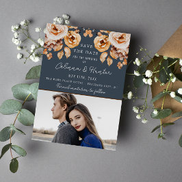 Vintage Blommigt Blåhösttorkade blommor Bröllop Spara Datumet