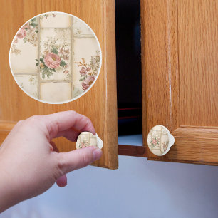 Vintage Blommigt block Knopp